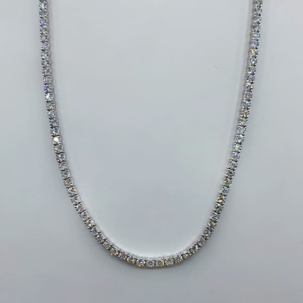 13.50ct. Diamond Necklaces Set In 14K White Gold, Prong Set Round Brilliant Cut