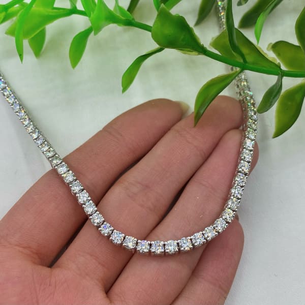 13.50ct. Diamond Necklaces Set In 14K White Gold, Prong Set Round Brilliant Cut
