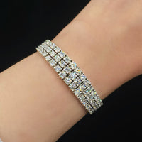 15.00ct. Diamond Three Row Tennis Bracelet Set In 14K White Gold