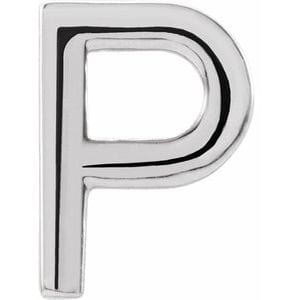 14K White Single Initial P Earring