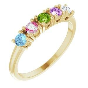 14K Yellow 5-stone Family Ring Mounting