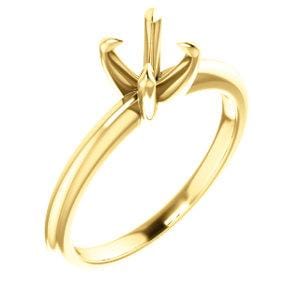 14K Yellow 5x5 mm Cushion Solitaire Engagement Ring Mounting