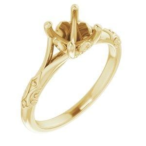 14K Yellow 6.5 mm Round Solitaire Engagement Ring Mounting