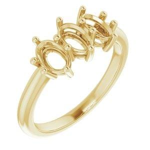 14K Yellow 6x4 mm Oval Anniversary Band Mounting