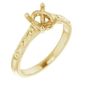 14K Yellow 8x6 mm Oval Solitaire Engagement Ring Mounting