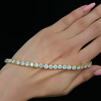 10ct. Natural Diamond Bracelet Set In 14K Yellow Gold, Round Cut