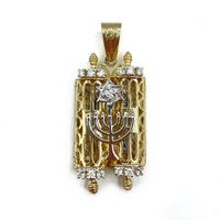 1.50ct. Torah Scroll Natural Diamond Pendant Set In 14K Yellow Gold