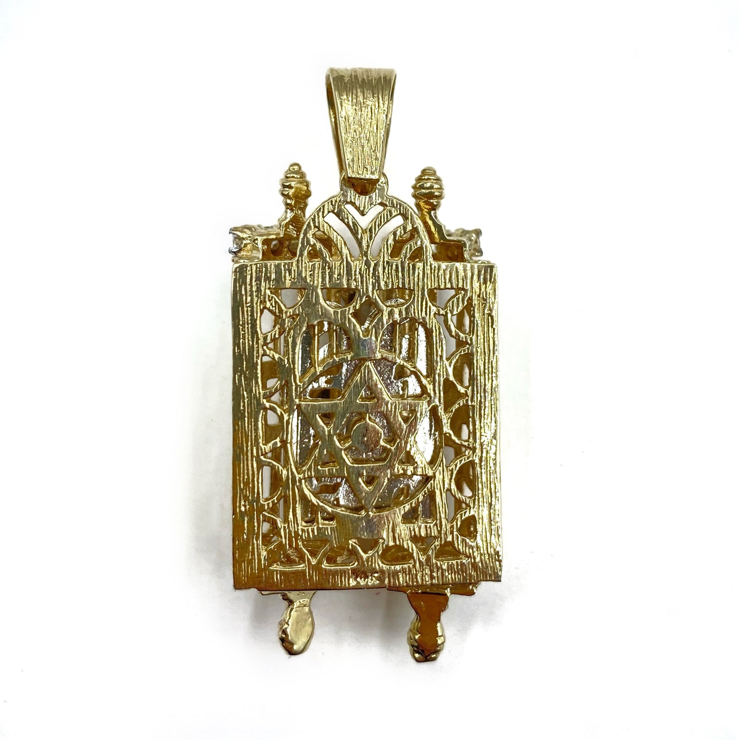 1.50ct. Torah Scroll Natural Diamond Pendant Set In 14K Yellow Gold