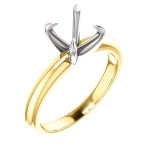 14K Yellow/White 7.4 mm Round Solitaire Engagement Ring Mounting