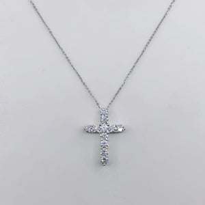 0.87ct. Natural Diamond Cross Set In 14K White Gold, Round Cut
