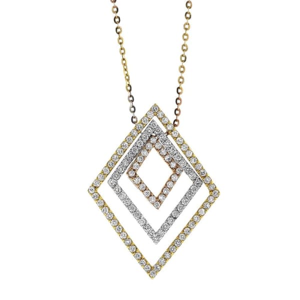 2.50ct. Custom Diamond Pendant Set In 14K Tricolor Gold, Prong Set