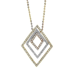 2.50ct. Custom Diamond Pendant Set In 14K Tricolor Gold, Prong Set