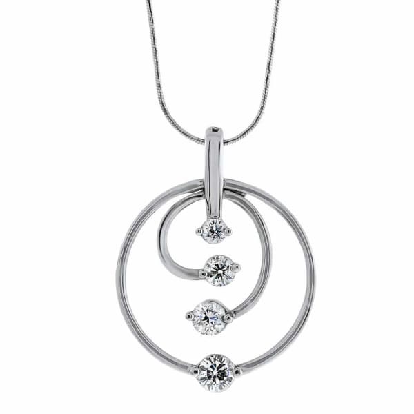 1.00ct. Circle of Life Motif Diamond Pendant Set In 14K White Gold, Round Brilliant Cut