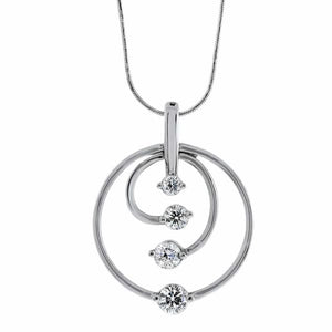 1.00ct. Circle of Life Motif Diamond Pendant Set In 14K White Gold, Round Brilliant Cut