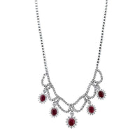 13.00ct. Ruby & 3.60ct. Diamond Necklace Set In 14K White Gold, Prong Set Round Brilliant Cut