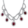 13.00ct. Ruby & 3.60ct. Diamond Necklace Set In 14K White Gold, Prong Set Round Brilliant Cut