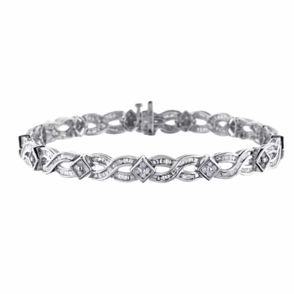 2.00ct. Diamond Bracelet Set In 14K White Gold, Baguette Cut