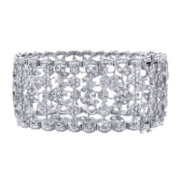 13.00ct. Diamond Bracelet Set In 14K White Gold, Prong Set Round Brilliant Cut