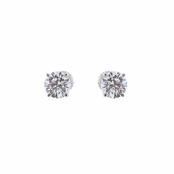 0.52ct. Diamond Stud Earrings Set In 14K White Gold, Round Brilliant Cut