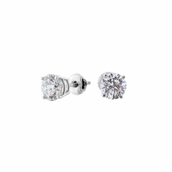 0.55ct. Diamond Stud Earrings Set In 14K White Gold, Round Brilliant Cut