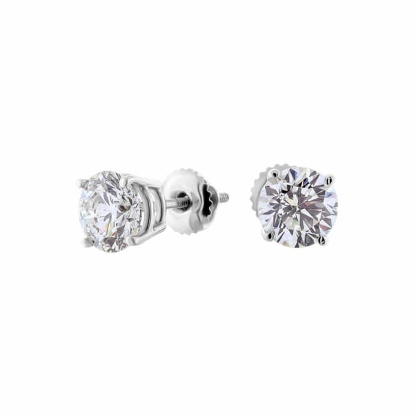 1.4ct. Diamond Stud Earrings Set In 14K White Gold, Round Brilliant Cut