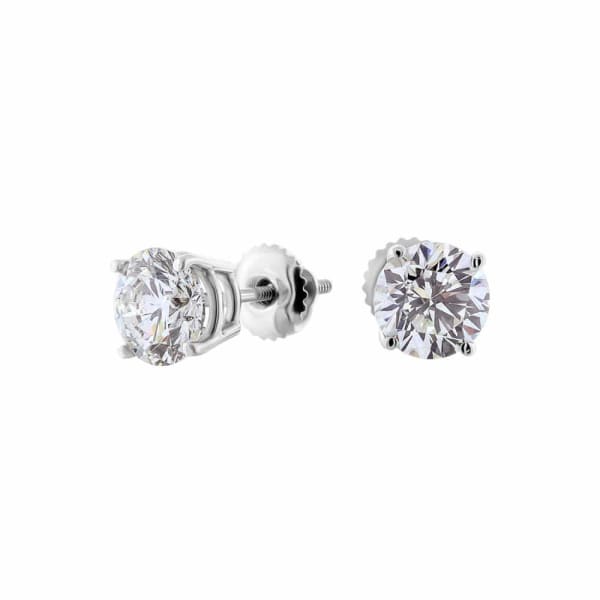 1.45ct. Diamond Stud Earrings Set In 14K White Gold, Round Brilliant Cut