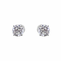 1.5ct. Diamond Stud Earrings Set In 14K White Gold, Round Brilliant Cut