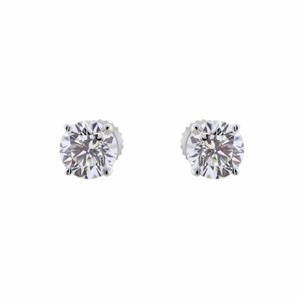 1.5ct. Diamond Stud Earrings Set In 14K White Gold, Round Brilliant Cut