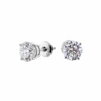 1.52ct. Diamond Stud Earrings Set In 14K White Gold, Round Brilliant Cut