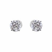 1.8ct. Diamond Stud Earrings Set In 14K White Gold, Round Brilliant Cut
