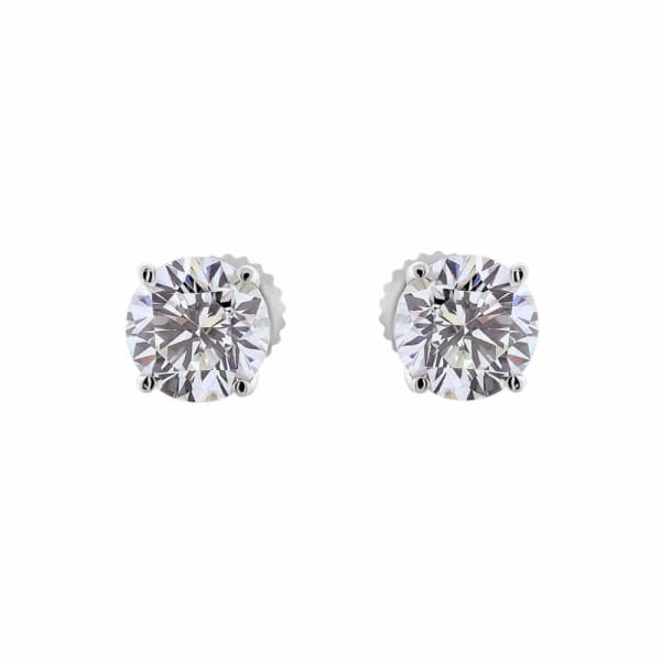 1.83ct. Diamond Stud Earrings Set In 14K White Gold, Round Brilliant Cut