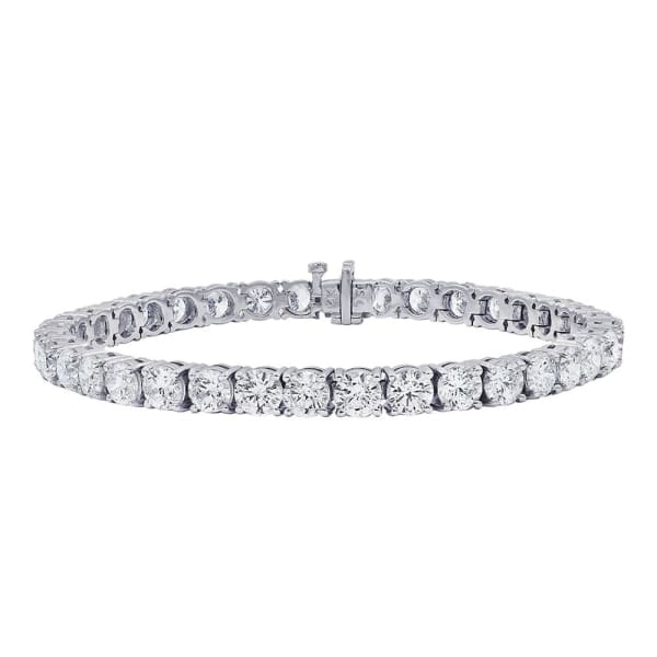 14.76ct. Diamond Tennis Bracelet Set In 14K White Gold, Prong Set Round Brilliant Cut