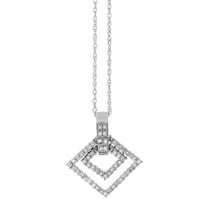 1.00ct. Square Shaped Diamond Pendant Set In 14K White Gold, Prong Set Round Brilliant Cut
