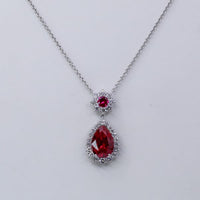 17ct. Ruby & 2.5ct. Natural Diamond Pendant Set In 14K White Gold, Pear Cut