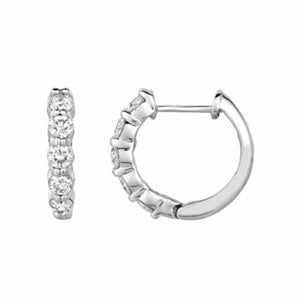 2.50ct. Diamond Hoops Set In 14K White Gold, Round Brilliant Cut