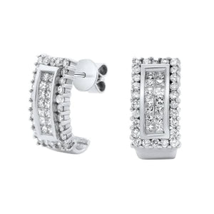 2.00ct. Diamond Huggies Set In 14K White Gold, Round Brilliant Cut
