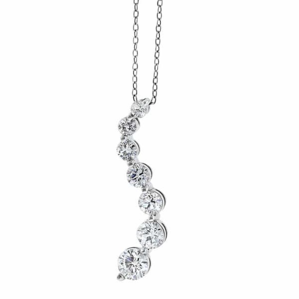 2.40ct. Journey Motif Diamond Pendant Set In 14K White Gold, Round Brilliant Cut