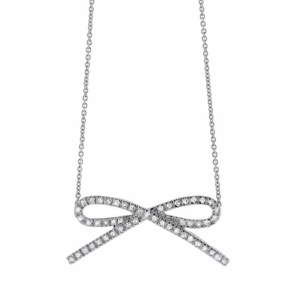 0.5ct. Ribbon Shaped Diamond Pendant Set In 14K White Gold, Pave Set Round Brilliant Cut