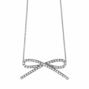 0.5ct. Ribbon Shaped Diamond Pendant Set In 14K White Gold, Pave Set Round Brilliant Cut