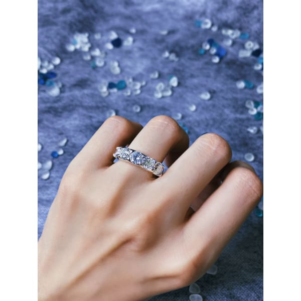 14kt White Gold Round Cut Eternity Band with 2.60ct Natural Diamonds B-27650
