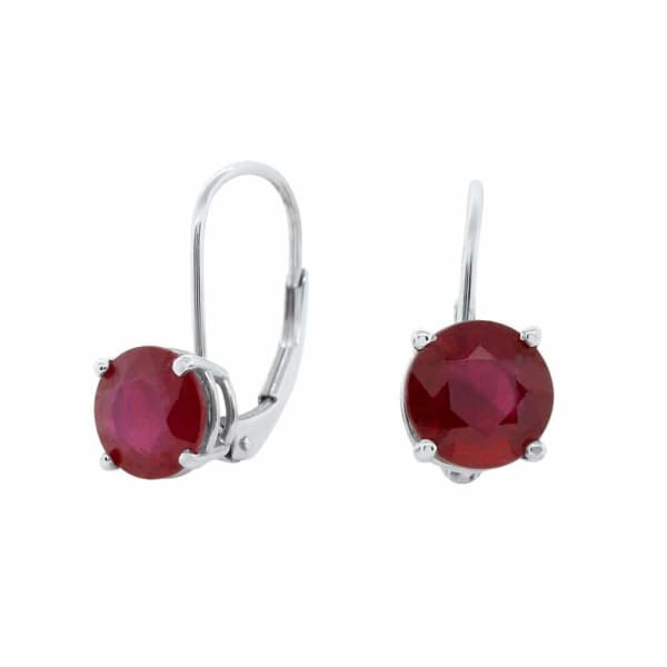 2.00ct. Ruby Earrings Set In 14K White Gold, Prong Set
