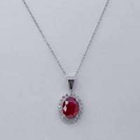 13.40ct. Ruby & 1.5ct. Natural Diamond Pendant Set In 14K White Gold