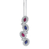 0.5ct. Sapphire Ruby Drop-Shaped Diamond Pendant Set In 14K White Gold, Pave Set Round Brilliant Cut