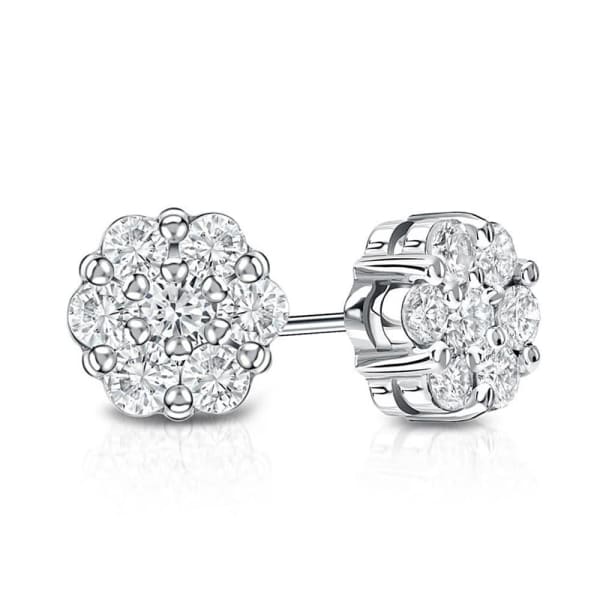 0.52ct. Diamond Stud Earrings Set In 14K White Gold, Round Cut