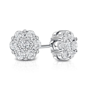 0.52ct. Diamond Stud Earrings Set In 14K White Gold, Round Cut