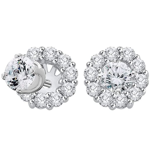 1.3ct. Diamond Stud Earrings Set In 14K White Gold, Round Cut
