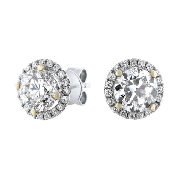 1.80ct. Diamond Stud Earrings with 0.22ct. Jackets Set In 14K White Gold, Round Brilliant Cut