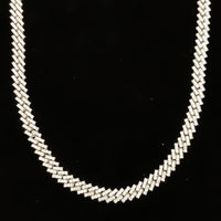 16.8ct. Natural Diamond Cuban Chain Set In 14K White Gold, Round Brilliant Cut