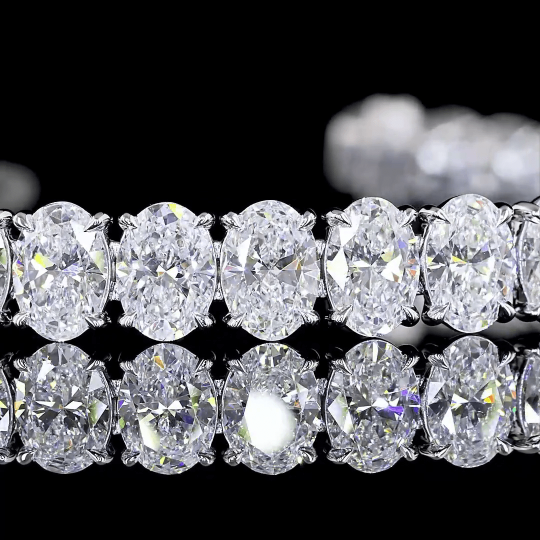 15.5 Carat Lab Grown Oval Shape Diamond Bracelet