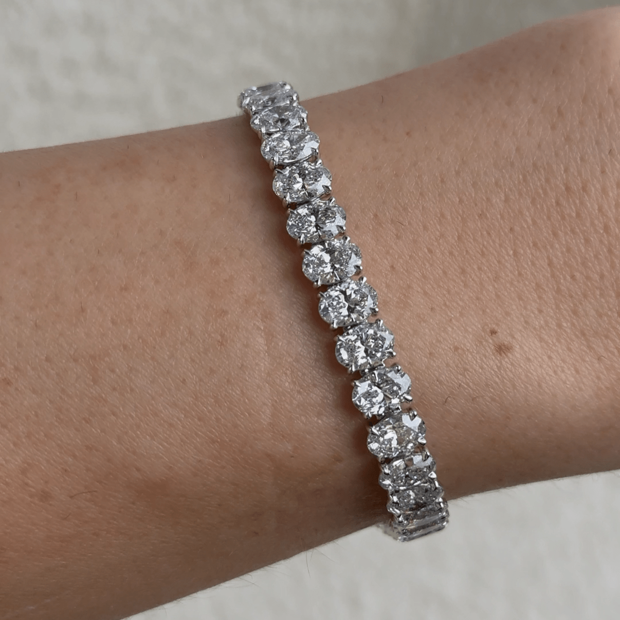 15.5 Carat Lab Grown Oval Shape Diamond Bracelet